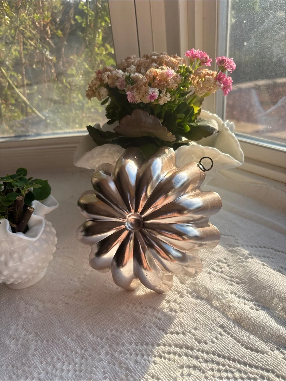 Metallic Flower Wall Accent - Silver Decorative Ornament